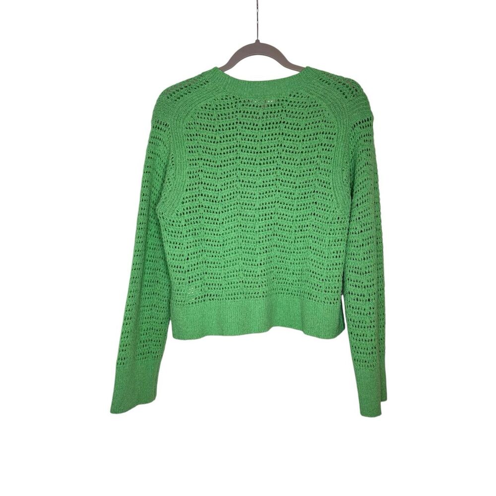 J.Crew Pointelle Crewneck Sweatshirt Open Knit Green Size XS - Picture 3 of 5